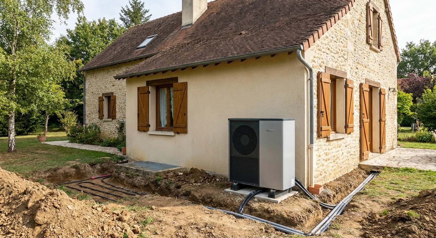 Chantier de construction extérieur avec foreuse géotechnique en action