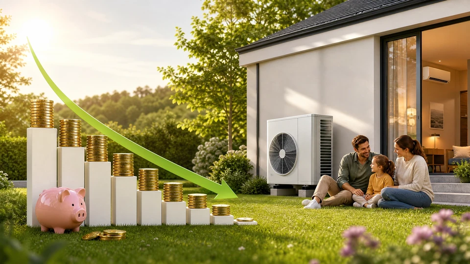 Intérieur moderne avec système de climatisation split comprenant unité extérieure compresseur et unité intérieure murale blanches, accompagnées d'une télécommande infrarouge affichant 24°C